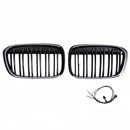 Parrilla frontal negra brillante para BMW X1 F48 F49 2016-2019 de doble línea-14