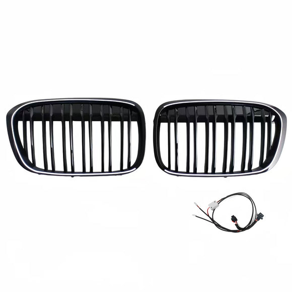 Parrilla frontal negra brillante para BMW X1 F48 F49 2016-2019 de doble línea