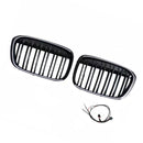 Parrilla frontal negra brillante para BMW X1 F48 F49 2016-2019 de doble línea-15
