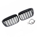 Parrilla frontal negra brillante para BMW X1 F48 F49 2016-2019 de doble línea-16