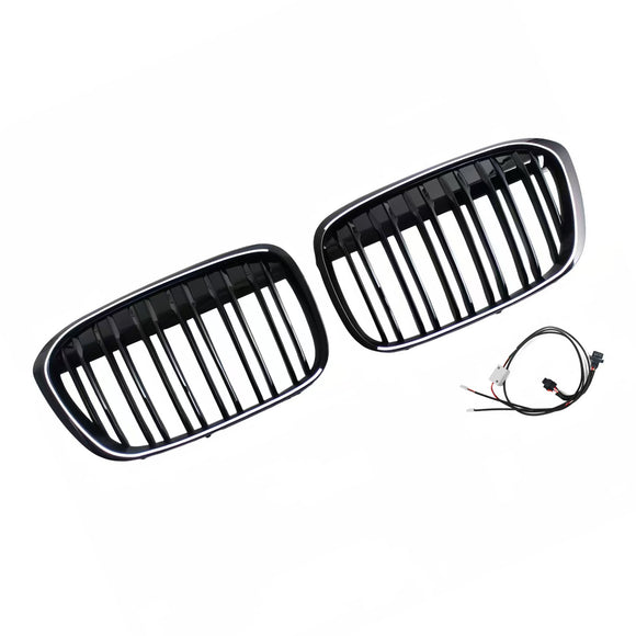 Parrilla frontal negra brillante para BMW X1 F48 F49 2016-2019 de doble línea
