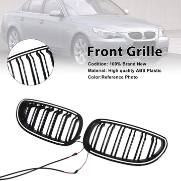 2kpl kiiltävä musta etuosa urheilullinen munuaissäleikkö sopii BMW E60 E61 520i 530i 2004-2009 - 0