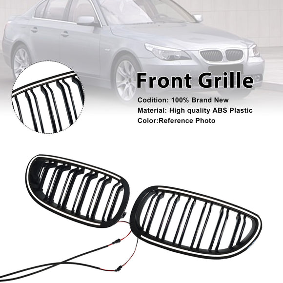 2 uds. Rejilla delantera deportiva negra brillante para BMW E60 E61 520i 530i 2004-2009