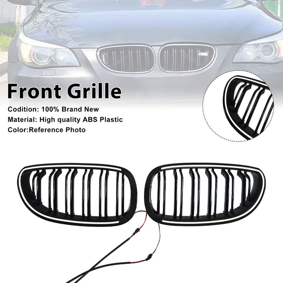 2 uds. Rejilla delantera deportiva negra brillante para BMW E60 E61 520i 530i 2004-2009