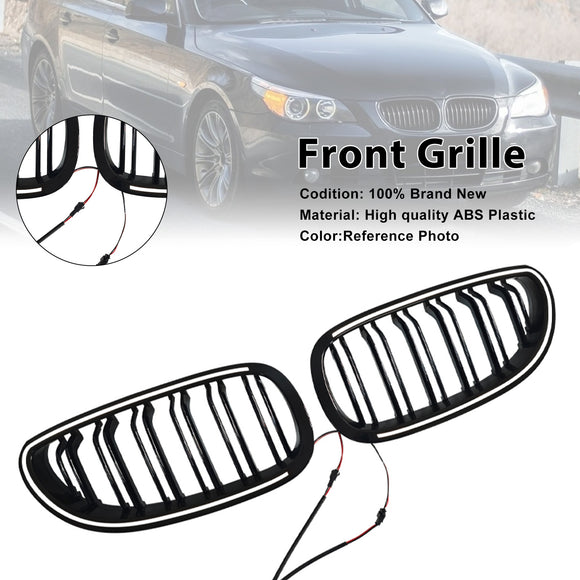 2 uds. Rejilla delantera deportiva negra brillante para BMW E60 E61 520i 530i 2004-2009
