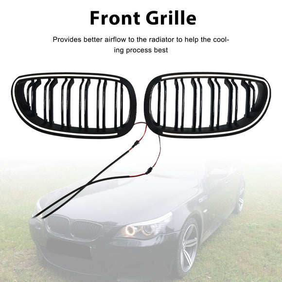 2 uds. Rejilla delantera deportiva negra brillante para BMW E60 E61 520i 530i 2004-2009