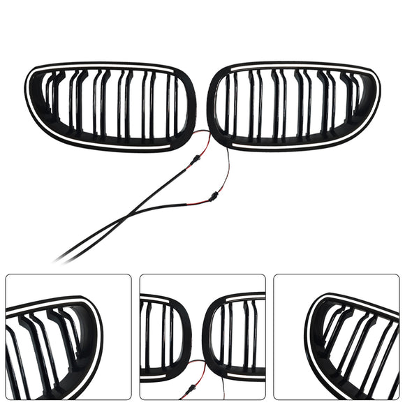 2 uds. Rejilla delantera deportiva negra brillante para BMW E60 E61 520i 530i 2004-2009