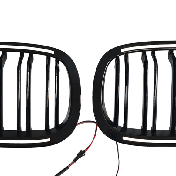 2 uds. Rejilla delantera deportiva negra brillante para BMW E60 E61 520i 530i 2004-2009