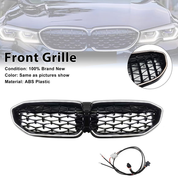 Grille de calandre en diamant 51138072085 pour BMW série 3 G20 2019 – 2022, noire