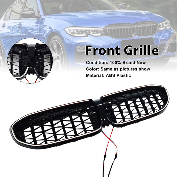Grille de calandre en diamant 51138072085 pour BMW série 3 G20 2019 – 2022, noire