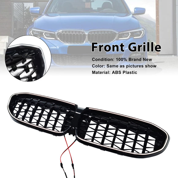 Grille de calandre en diamant 51138072085 pour BMW série 3 G20 2019 – 2022, noire