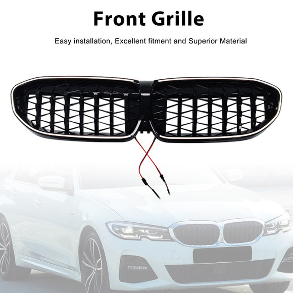 Grille de calandre en diamant 51138072085 pour BMW série 3 G20 2019 – 2022, noire