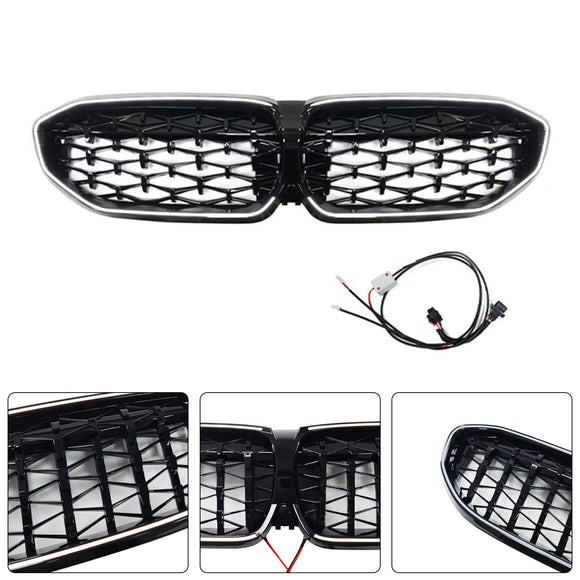 Grille de calandre en diamant 51138072085 pour BMW série 3 G20 2019 – 2022, noire