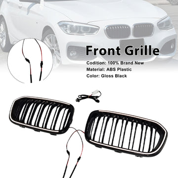 Doppellinien-Frontnierengrill, passend für BMW 1er F20 F21 2015–2017, Schwarz - 0
