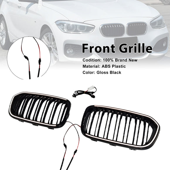 Doppellinien-Frontnierengrill, passend für BMW 1er F20 F21 2015–2017, Schwarz