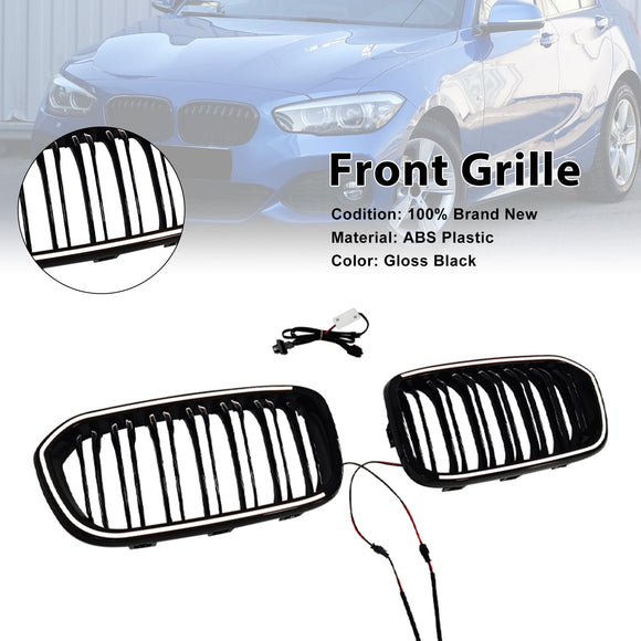 Doppellinien-Frontnierengrill, passend für BMW 1er F20 F21 2015–2017, Schwarz