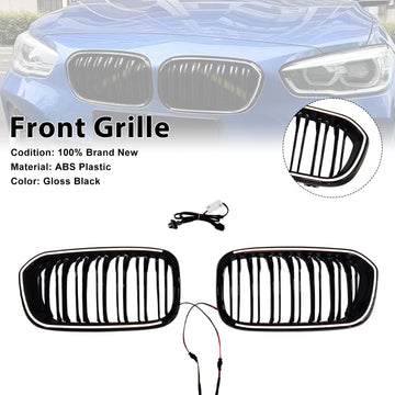 Doppellinien-Frontnierengrill, passend für BMW 1er F20 F21 2015–2017, Schwarz