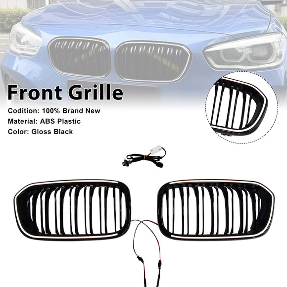 Doppellinien-Frontnierengrill, passend für BMW 1er F20 F21 2015–2017, Schwarz