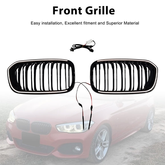 Doppellinien-Frontnierengrill, passend für BMW 1er F20 F21 2015–2017, Schwarz