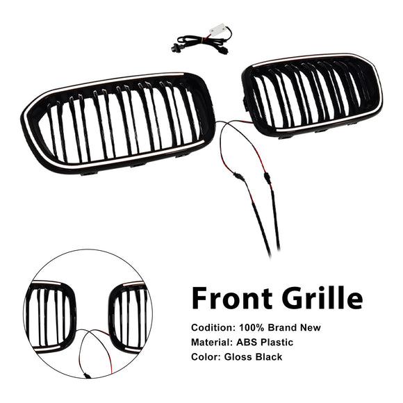 Doppellinien-Frontnierengrill, passend für BMW 1er F20 F21 2015–2017, Schwarz