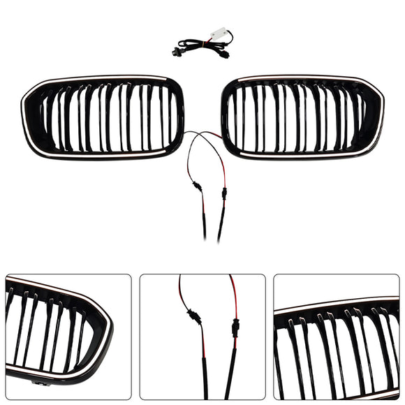 Doppellinien-Frontnierengrill, passend für BMW 1er F20 F21 2015–2017, Schwarz