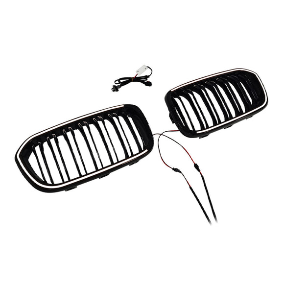 Doppellinien-Frontnierengrill, passend für BMW 1er F20 F21 2015–2017, Schwarz