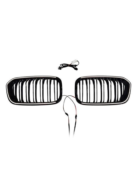 Doppellinien-Frontnierengrill, passend für BMW 1er F20 F21 2015–2017, Schwarz