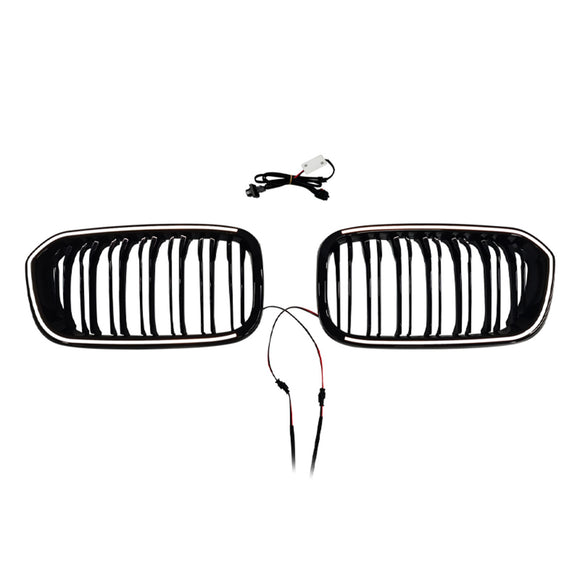 Doppellinien-Frontnierengrill, passend für BMW 1er F20 F21 2015–2017, Schwarz