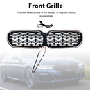 Diamond Front Nier Grill Grille Fit BMW 5 Serie G30 G38 2021-2024 Zwart-4