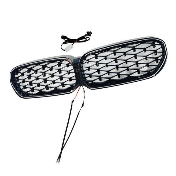 Diamond Front Nier Grill Grille Fit BMW 5 Serie G30 G38 2021-2024 Zwart