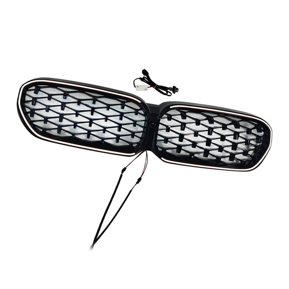 Diamond Front Nier Grill Grille Fit BMW 5 Serie G30 G38 2021-2024 Zwart