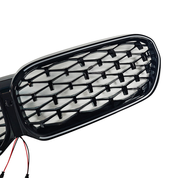 Diamond Front Nier Grill Grille Fit BMW 5 Serie G30 G38 2021-2024 Zwart