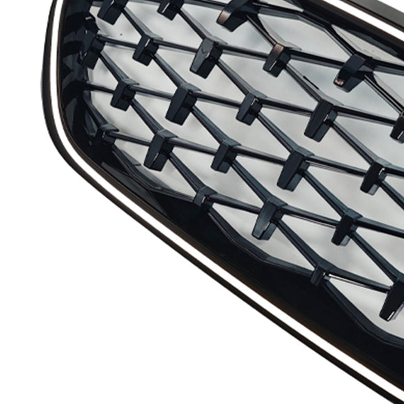 Diamond Front Nier Grill Grille Fit BMW 5 Serie G30 G38 2021-2024 Zwart