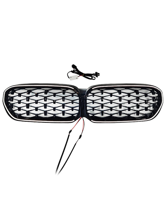 Diamond Front Nier Grill Grille Fit BMW 5 Serie G30 G38 2021-2024 Zwart