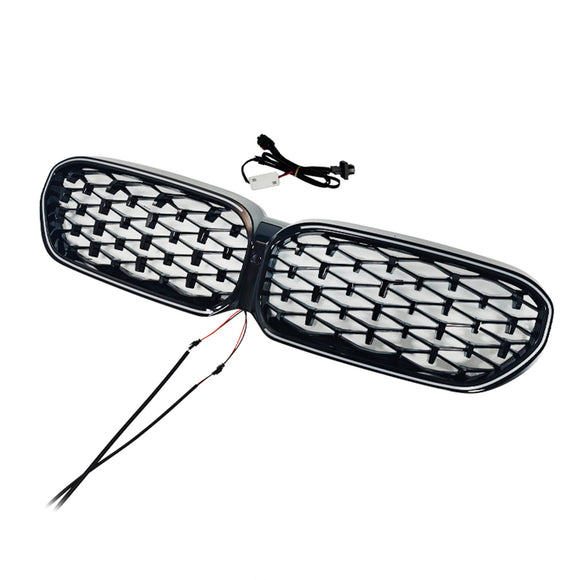 Diamond Front Nier Grill Grille Fit BMW 5 Serie G30 G38 2021-2024 Zwart