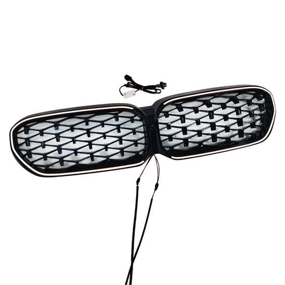 Diamond Front Nier Grill Grille Fit BMW 5 Serie G30 G38 2021-2024 Zwart