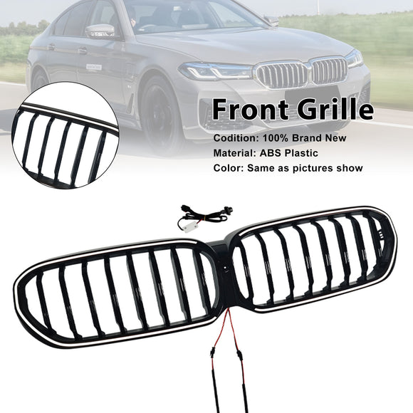 Gloss Black Front Kidney Grill Grille Fit BMW 5 Series G30 G38 2021-2024