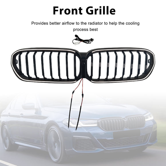 Gloss Black Front Kidney Grill Grille Fit BMW 5 Series G30 G38 2021-2024