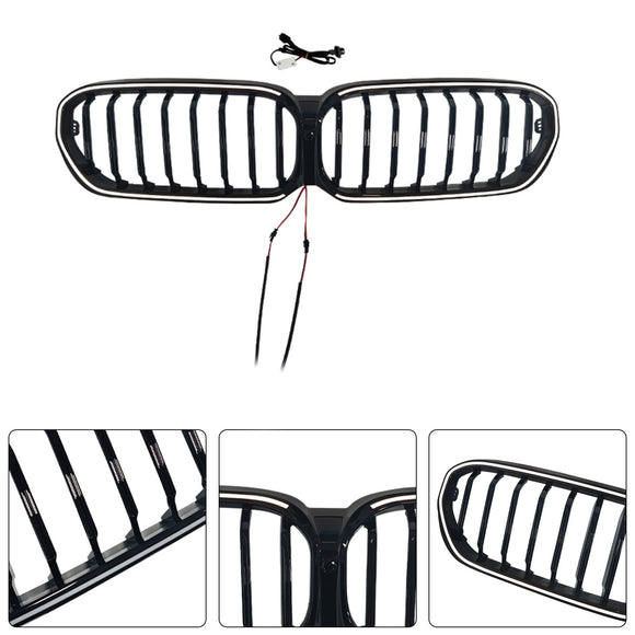 Gloss Black Front Kidney Grill Grille Fit BMW 5 Series G30 G38 2021-2024