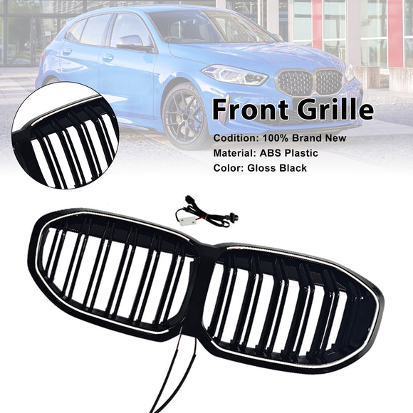 Double Slat Kidney Grill Grill Fit BMW 1 Series F40 2019-2024 kiiltävä musta
