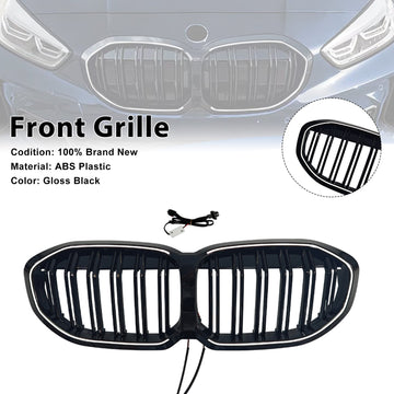 Doppellamellen-Nierengrill, passend für BMW 1er F40 2019–2024, glänzend schwarz