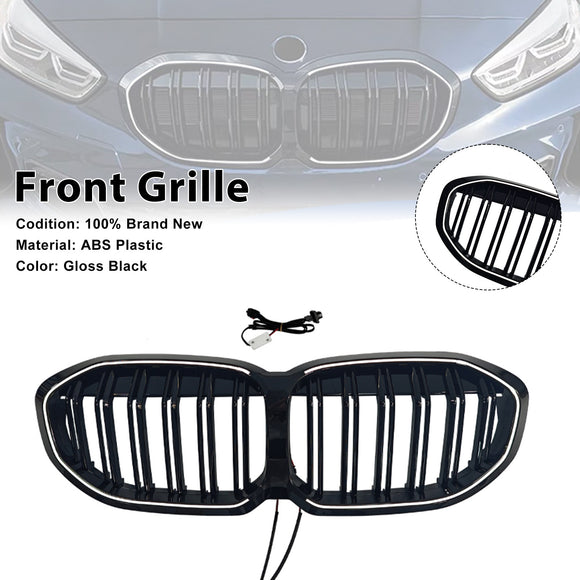 Double Slat Kidney Grill Grill Fit BMW 1 Series F40 2019-2024 kiiltävä musta