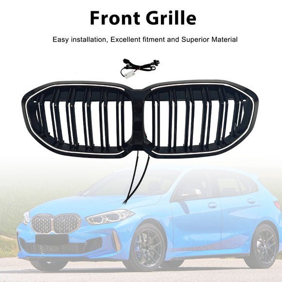 Double Slat Kidney Grill Grill Fit BMW 1 Series F40 2019-2024 kiiltävä musta