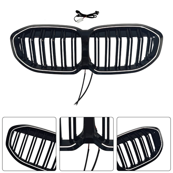 Double Slat Kidney Grill Grill Fit BMW 1 Series F40 2019-2024 kiiltävä musta