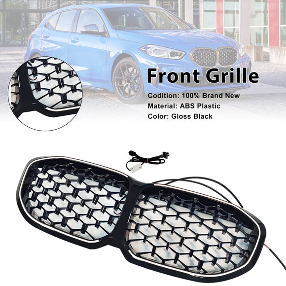 Calandre avant en diamant pour BMW série 1 F40 2019 – 2024, noir brillant