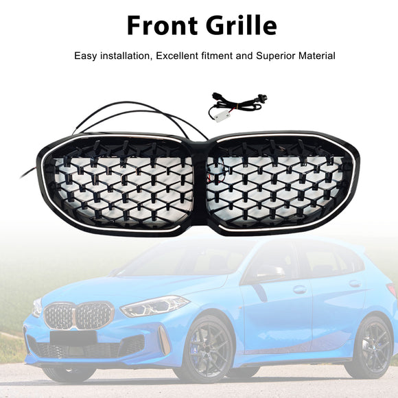 Calandre avant en diamant pour BMW série 1 F40 2019 – 2024, noir brillant