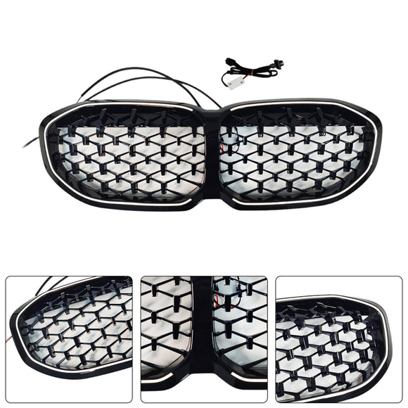 Calandre avant en diamant pour BMW série 1 F40 2019 – 2024, noir brillant