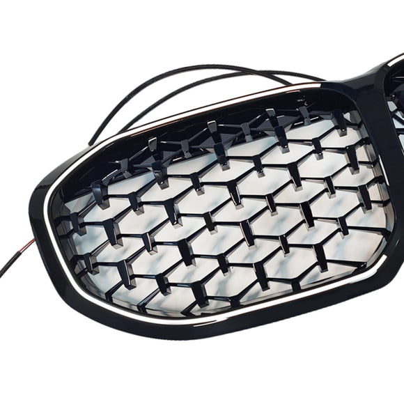 Calandre avant en diamant pour BMW série 1 F40 2019 – 2024, noir brillant