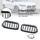 Rejilla negra para parachoques delantero, compatible con BMW X2 Series F39 2018-2023, doble listón-3