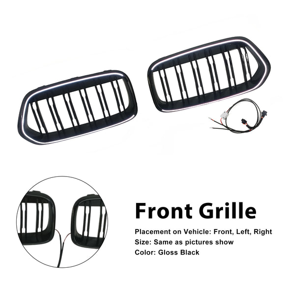Rejilla negra para parachoques delantero, compatible con BMW X2 Series F39 2018-2023, doble listón